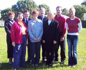 The San Remo Pre-School Working Party at the new facility site. Back row (l-r) Jeanette Draper, Steve Piasente, Andrew Barrah, Ben Doughty. Front row (l-r) Cr Miranda Sage, Corinne Oake, Jackie Butterfield and Viv Verwey