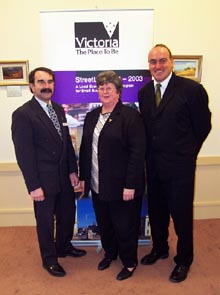 Cr John Gains, Mayor; Margaret Murray, StreetLife Coordinator; and Matthew Gould, StreetLife Manager at the launch of the Bass Coast StreetLife Project